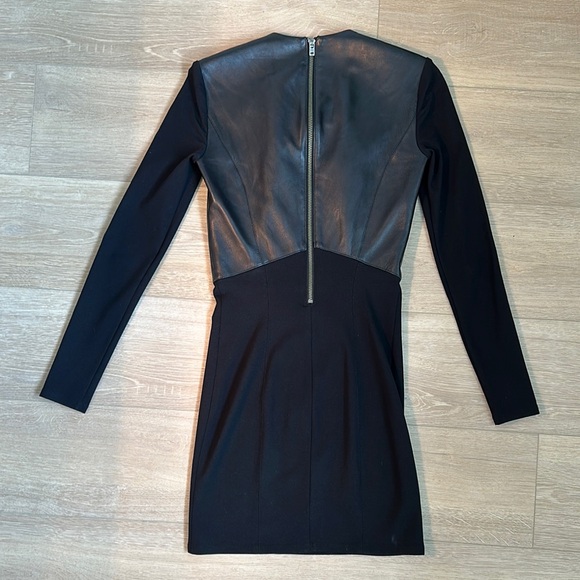Helmut Lang Black Leather Combo Dress Long Sleeve Night Out - Picture 3 of 10